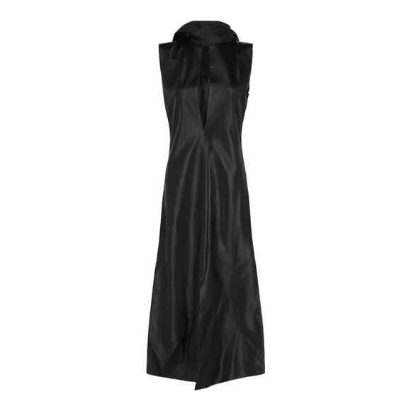 Givenchy Lavalliere Leather Midi Dress Black Womens - Picture 1 of 3